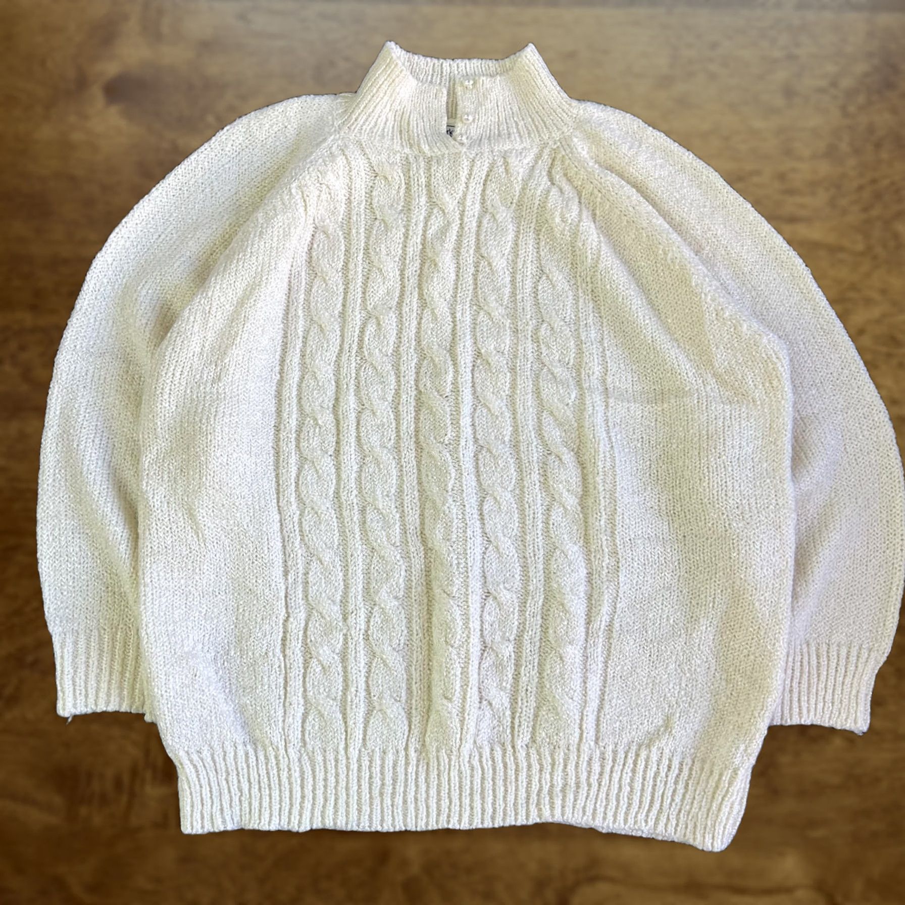 Vintage VINTAGE Workable Separates Sweater Womens 1X White Cable Knit Mock Neck Raglan Size XL / US 12-14 / IT 48-50 - 1 Thumbnail