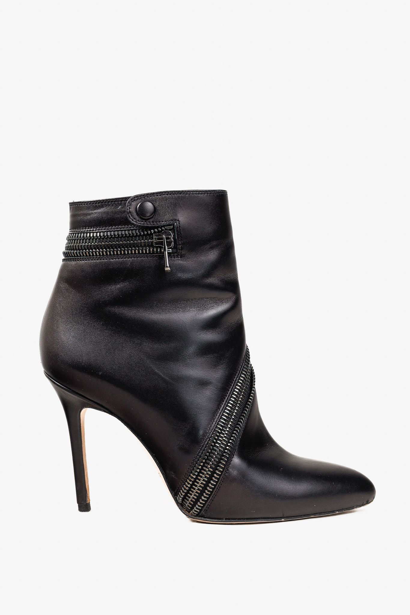 Brian Atwood Brian Atwood Nebula Tumbled Nubuck Zip Pointed-Toe Booties Size US 5.5 / IT 35.5 - 1 Thumbnail