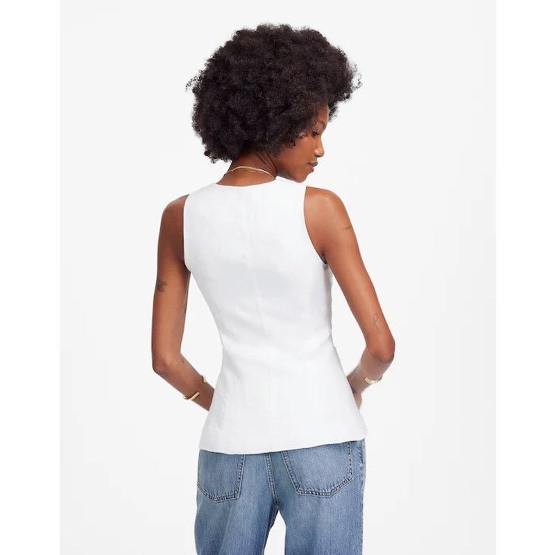 Madewell NWT Madewell Scoopneck Cutaway Linen Vest In White Size 8 Size M / US 6-8 / IT 42-44 - 3 Thumbnail