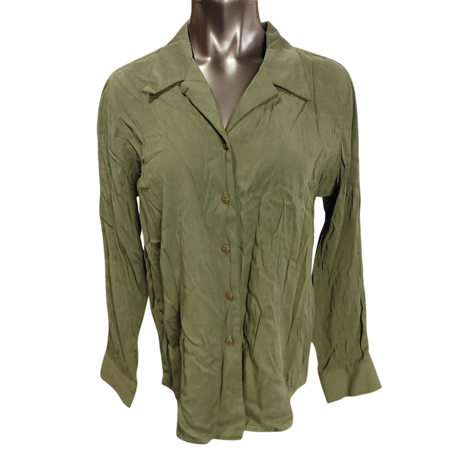 Coldwater Creek Coldwater Creek Women's Petite LG Green Long Sleeve Shirt Size L / US 10 / IT 46 - 1 Thumbnail