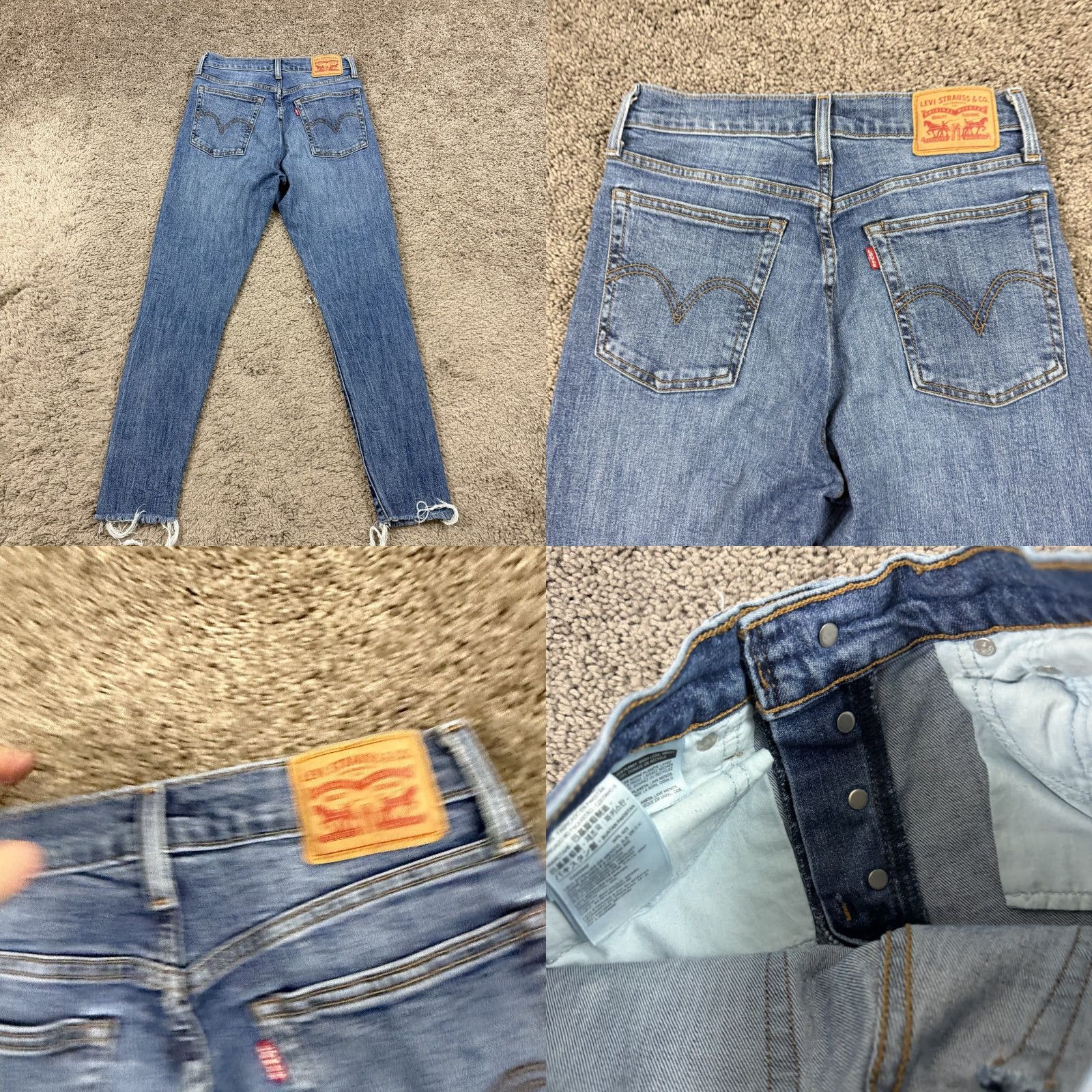 Levi's Levi's Wedgie Fit Jeans Womens 27 Skinny High Rise Button Fly Denim Blue 24x26 Regular Rise Stretch Distressed Cotton Blend 27 Womens Levi's Jeans Size 24" / US 00 / IT 34 - 8 Thumbnail