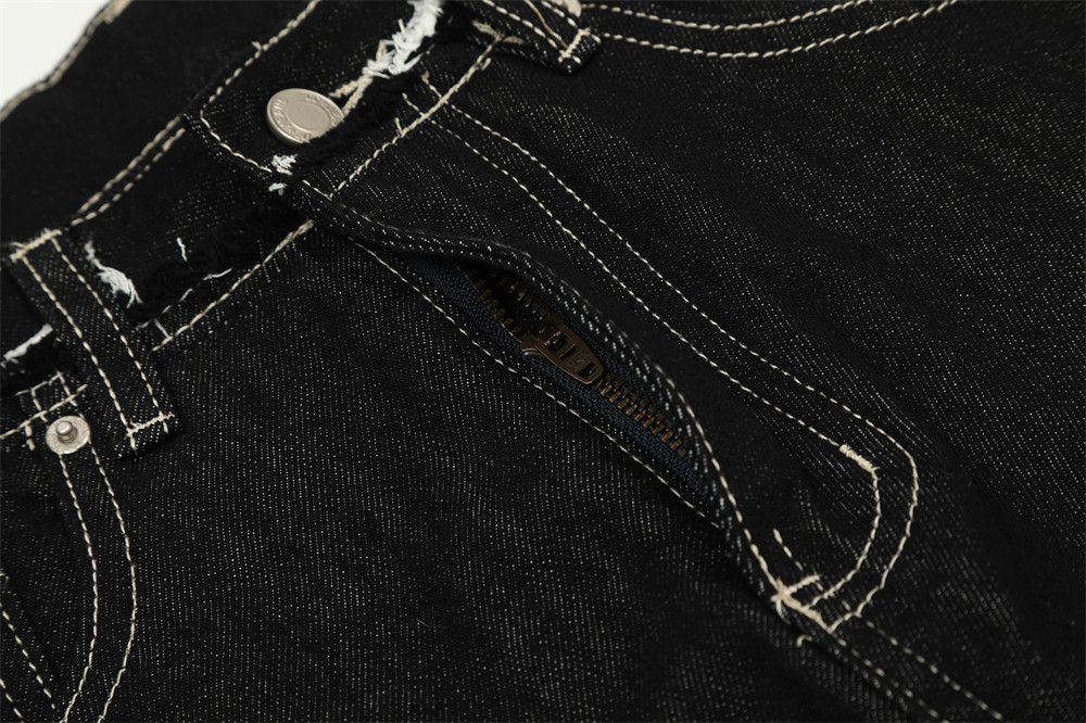 Japanese Brand × Jean High street patchwork raw edge loose straight casual jeans Size US 32 / EU 48 - 4 Thumbnail