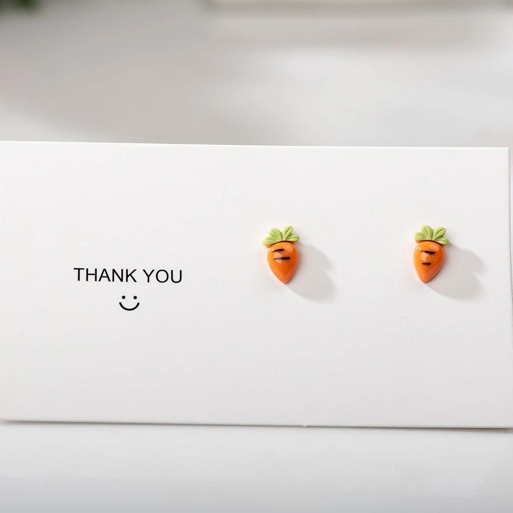 Jewelry Small Carrots Stud Earrings Ceramic Ear Gift For Her Size ONE SIZE - 1 Preview