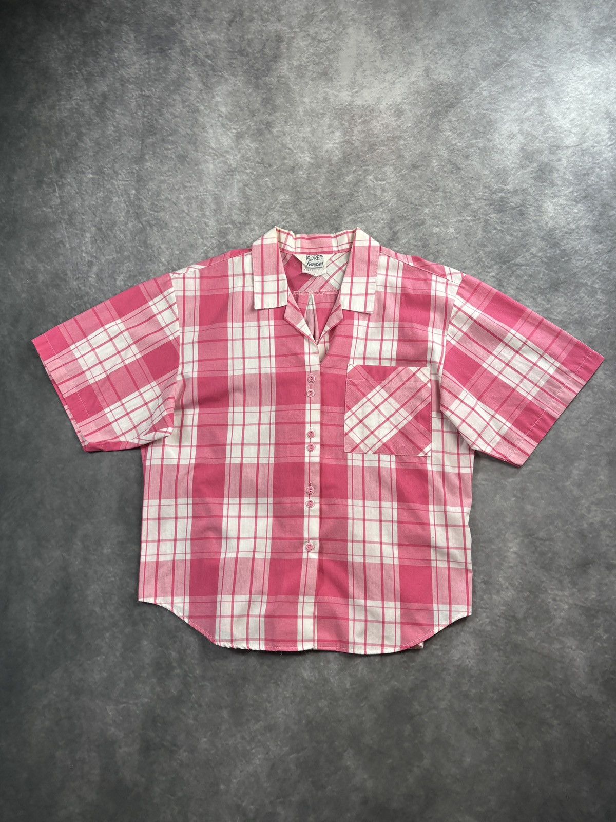 Vintage 80s Vintage Pink Plaid Polo Shortsleeve Koret Union Made 50s Size US XS / EU 42 / 0 - 12 Thumbnail