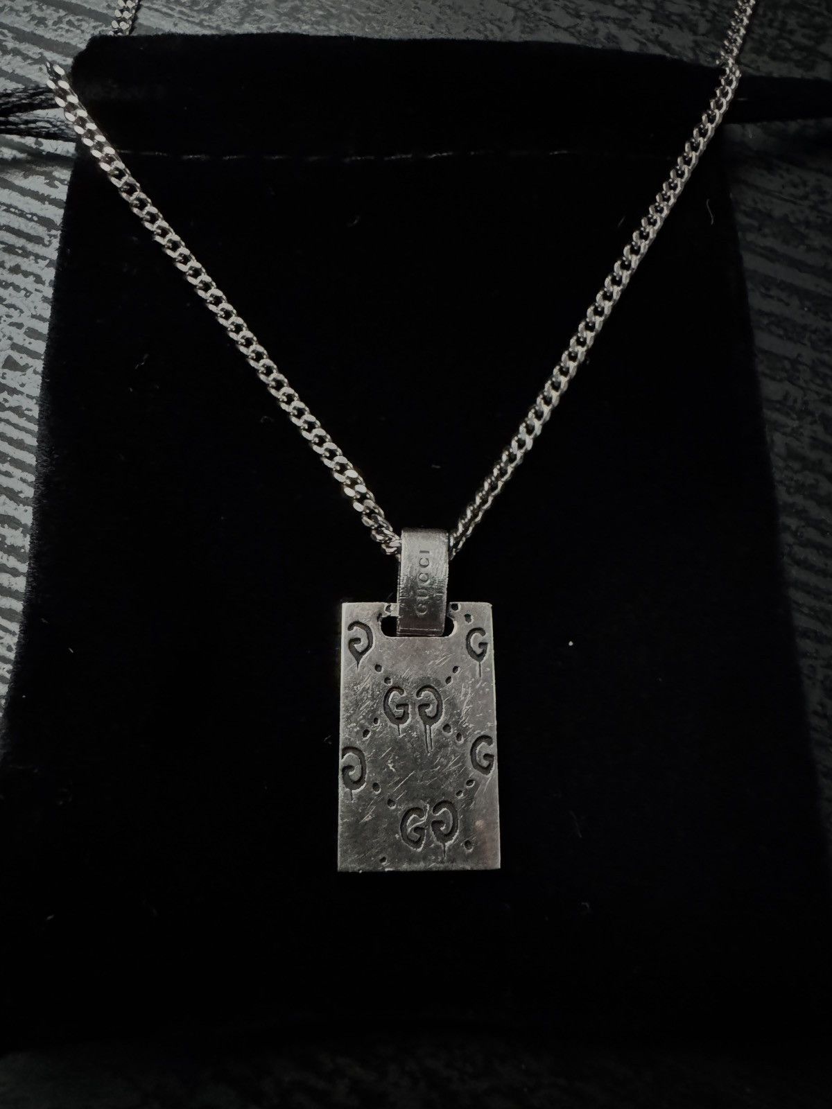 Gucci Gucci Silver Ghost Tag Pendant Necklace Size ONE SIZE - 1 Thumbnail