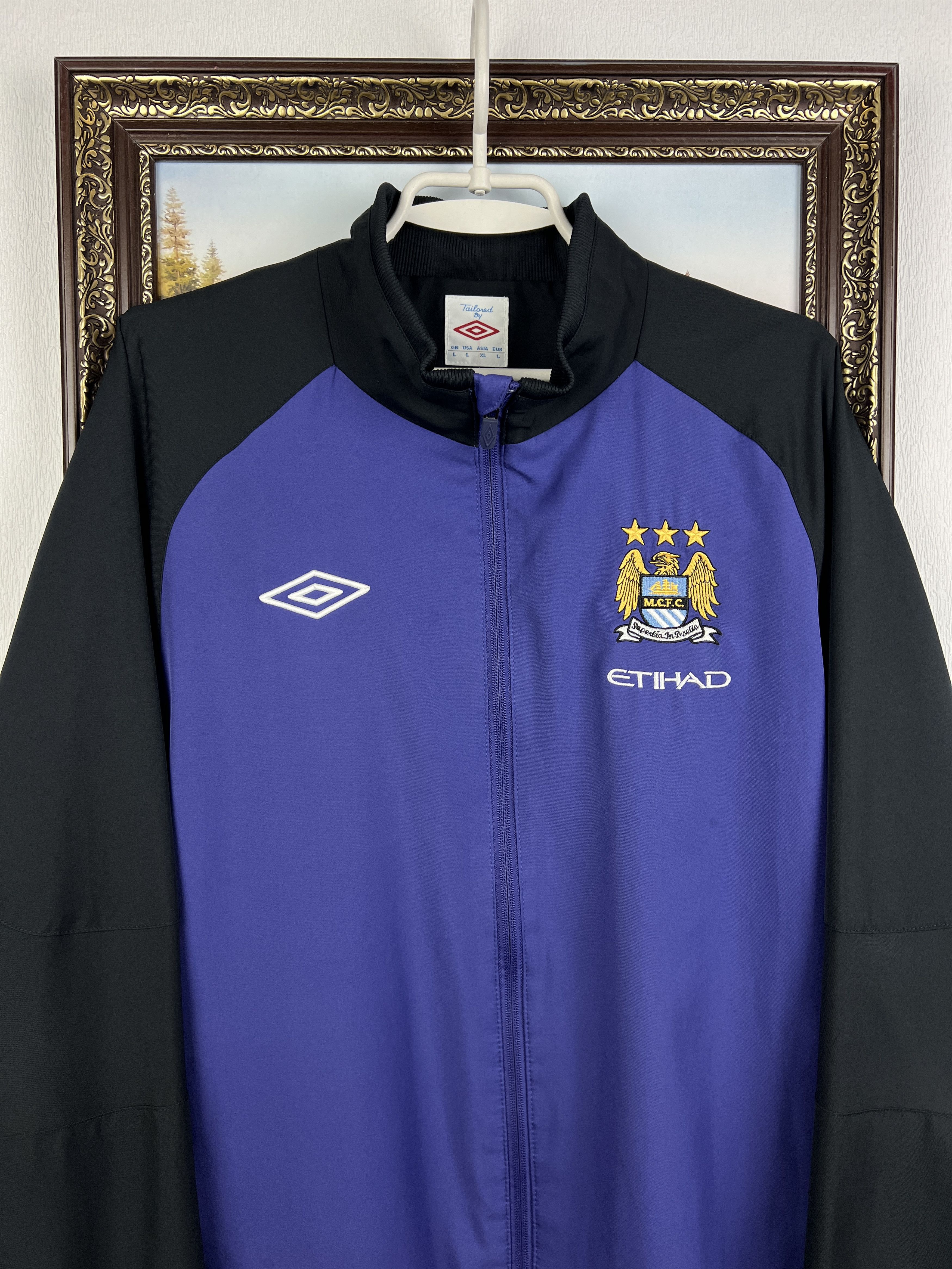 Umbro Vintage Manchester City Football Jacket Soccer Track Top Zip Size US L / EU 52-54 / 3 - 2 Thumbnail