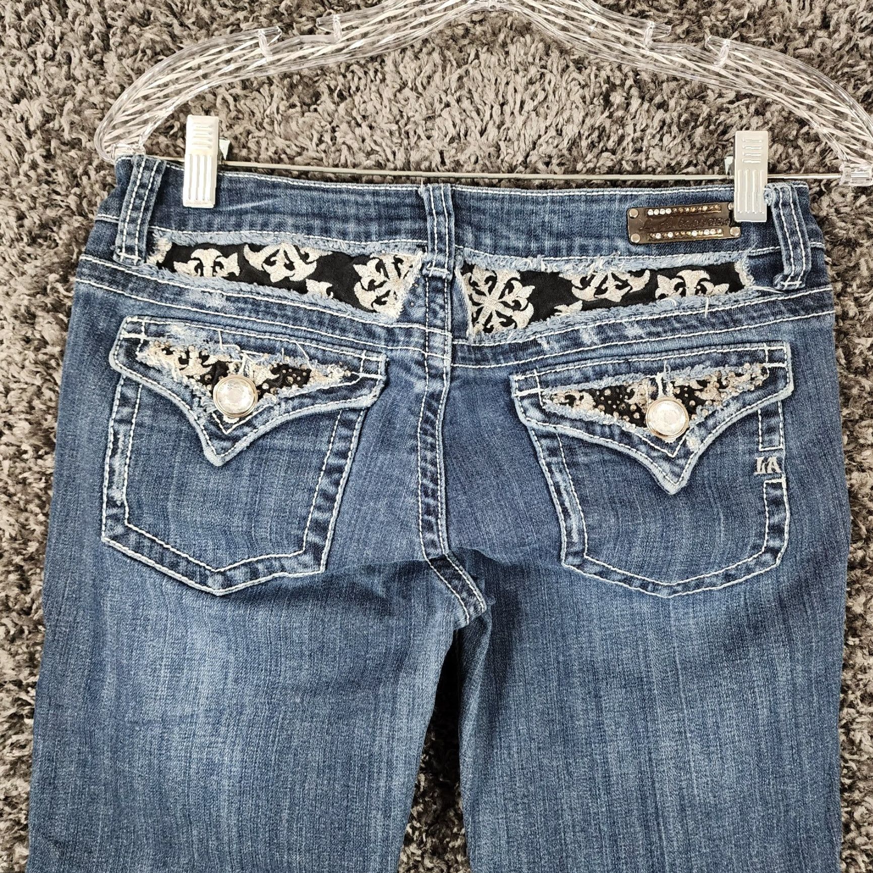 Vintage L.A. Idol Womens Jeans Capri Heavy Stitch Blue 29 Capris Size 29 Women Size 29" - 7 Thumbnail
