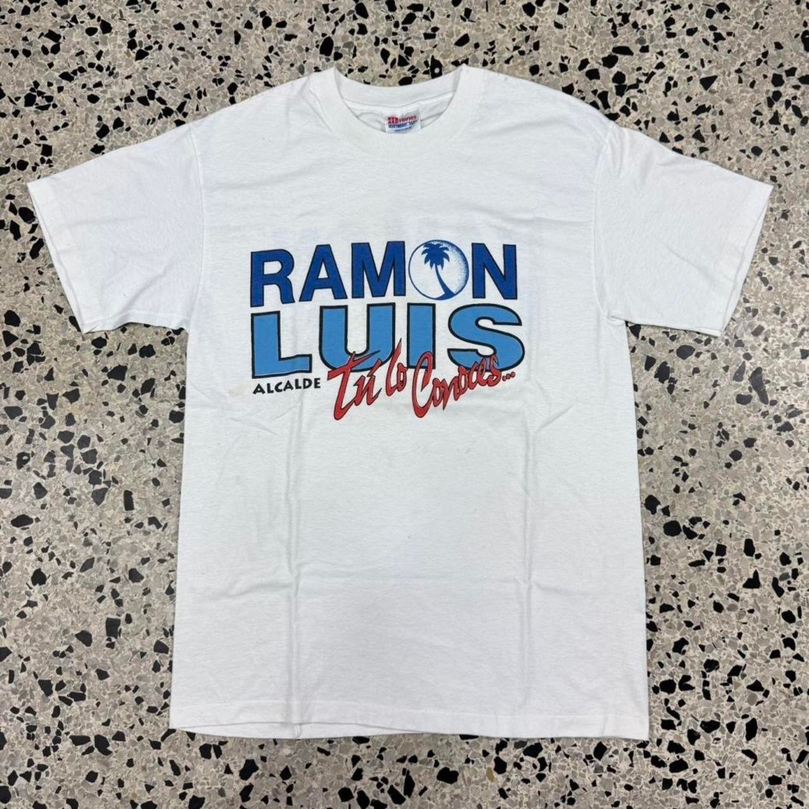 Hanes × Vintage VINTAGE 90S SINGLE STITCH RAMON LUIS ALCALDE PROMO TEE: Size US M / EU 48-50 / 2 - 1 Thumbnail