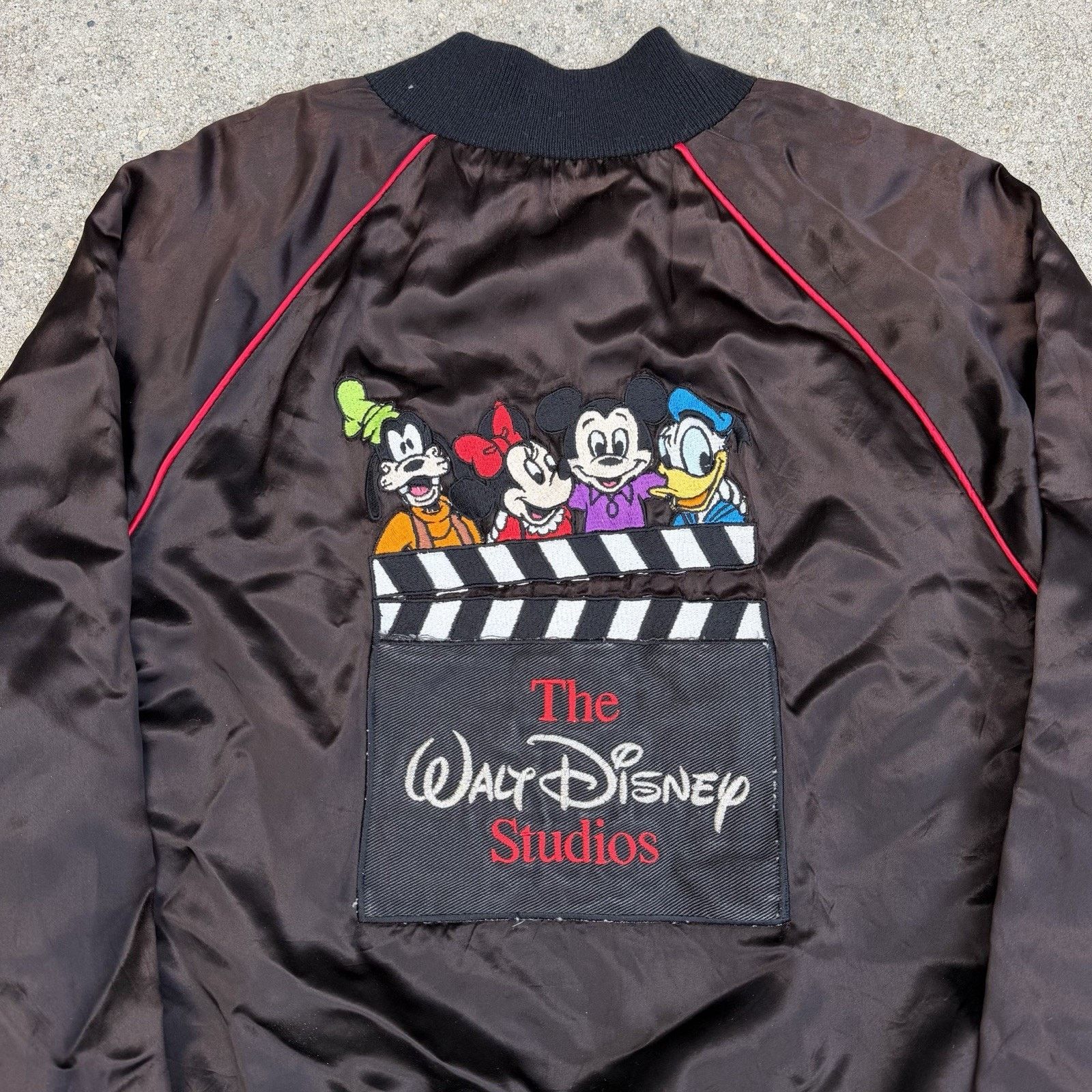 Disney × Vintage Vintage 80s Walt Disney Studios Black Bomber Satin Jacket Size US S / EU 44-46 / 1 - 2 Thumbnail