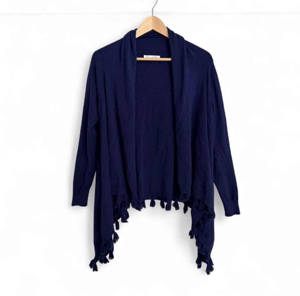 Oscar De La Renta Oscar de la Renta navy blue open front tassel sweater O/S Size M / US 6-8 / IT 42-44 - 1 Thumbnail