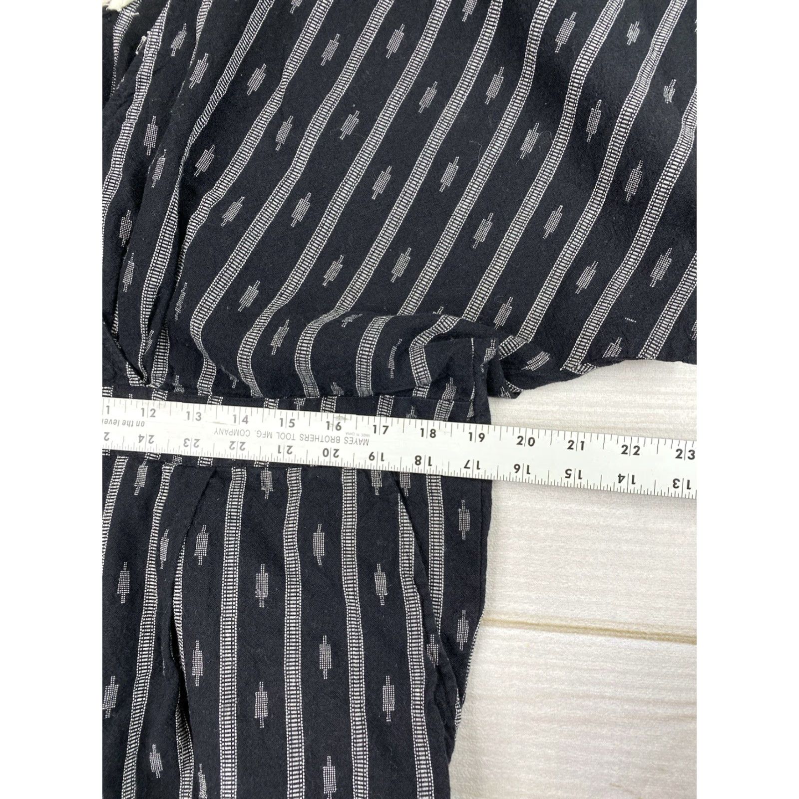 Vintage World Market Jumpsuit S Striped Black Dolman Sleeve V-Neck Casual Women’s One-Piece Beach Bohemian 90s Theme Size 28" / US 6 / IT 42 - 4 Thumbnail