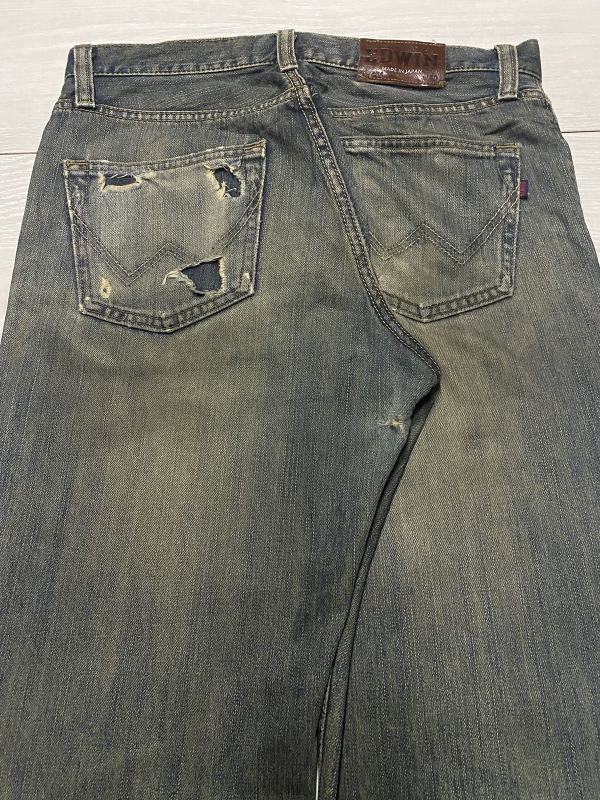 Junya Watanabe Vintage Edwin 404 Mud Wash Distressed Loose Jeans Size US 31 - 4 Thumbnail