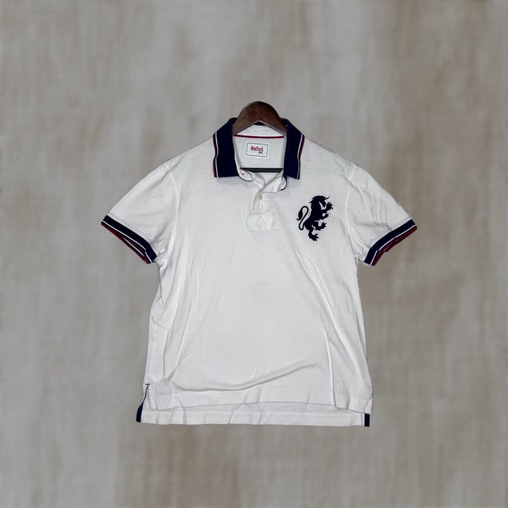 Stafford Stafford Prep Mens Polo Shirt White Lion Crest Short Sleeve Preppy Style Embroidered Logo Contrast Trim Golf Casual Size US XXL / EU 58 / 5 - 1 Thumbnail