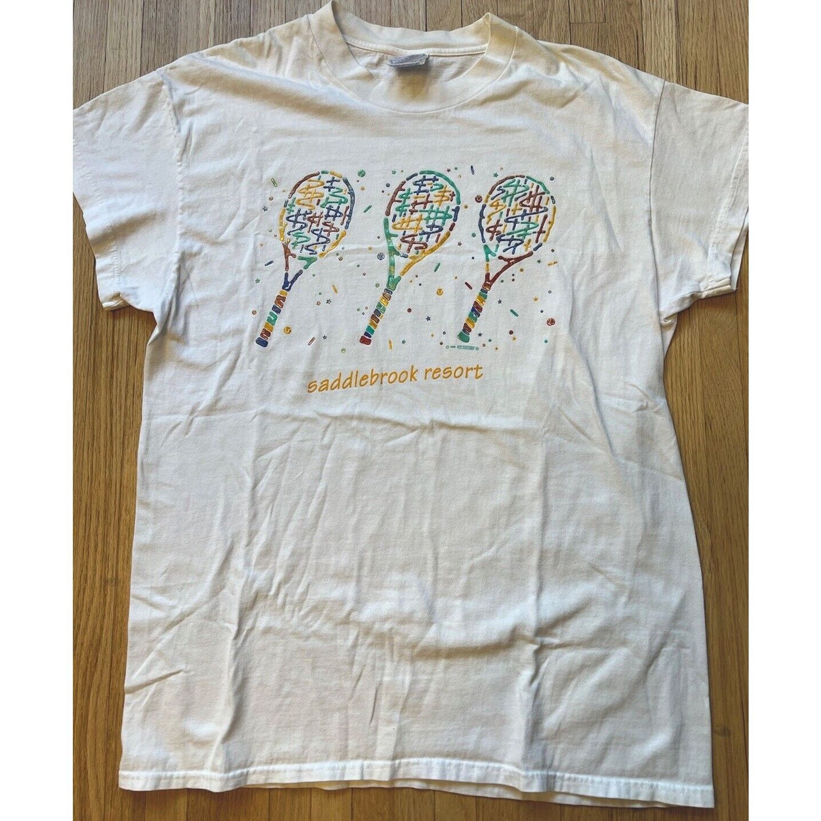Hanes Vintage 1995 Tennis Shirt Womens Large White Made In USA Size L / US 10 / IT 46 - 1 Thumbnail