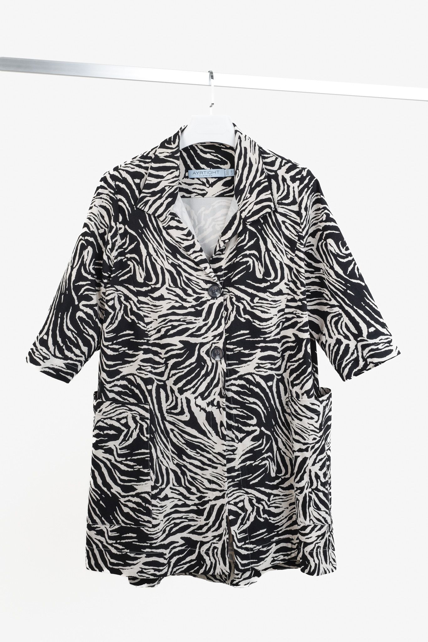 Other Ayrtight Black and Beige Zebra Print Swing Coat Size L / US 10 / IT 46 - 1 Thumbnail
