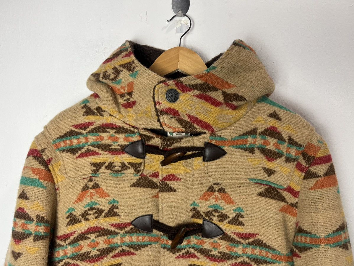 Japanese Brand Titicaca Navajo Style Aztec Hooded Wool Duffel Coat Size US L / EU 52-54 / 3 - 4 Thumbnail
