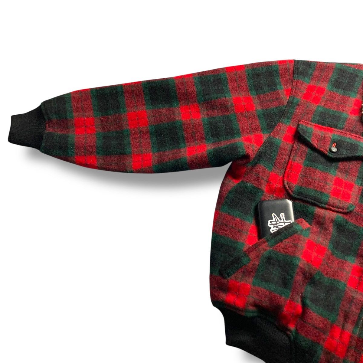 Japanese Brand 🇯🇵 VINTAGE GRIP CHECKERED FULL ZIP WOOL BOMBER JACKET Size US XL / EU 56 / 4 - 7 Thumbnail