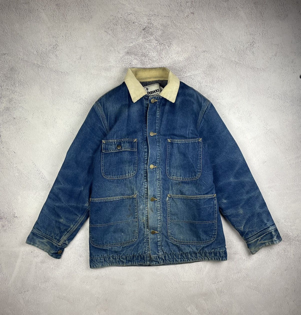 Sears Vintage 70s 80s Roebucks Denim Chore Jacket USA Corduroy Size US L / EU 52-54 / 3 - 1 Thumbnail