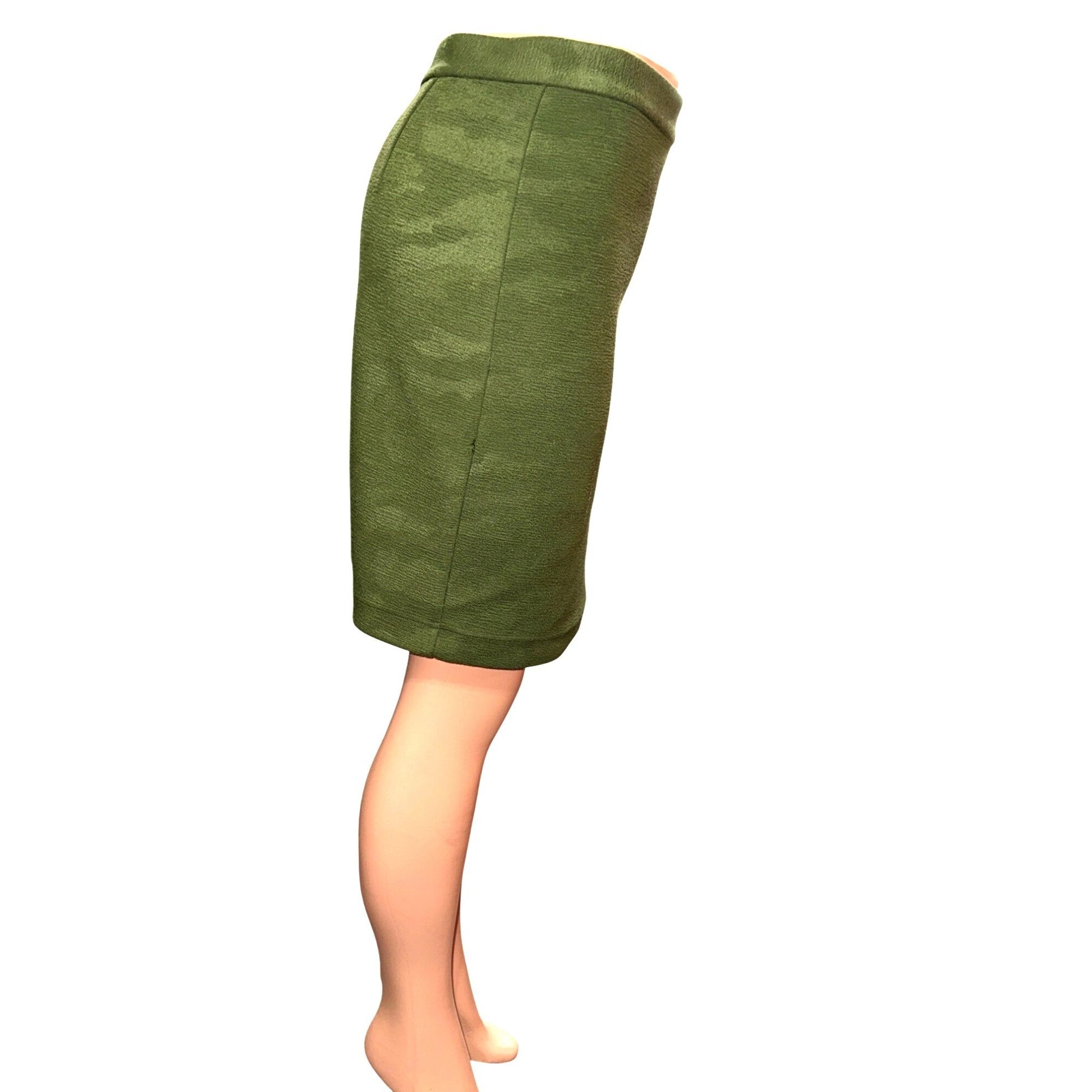Other 209 WST 38th Med Olive Green Camo Textured Thick Cozy Pencil Size 28" / US 6 / IT 42 - 7 Thumbnail