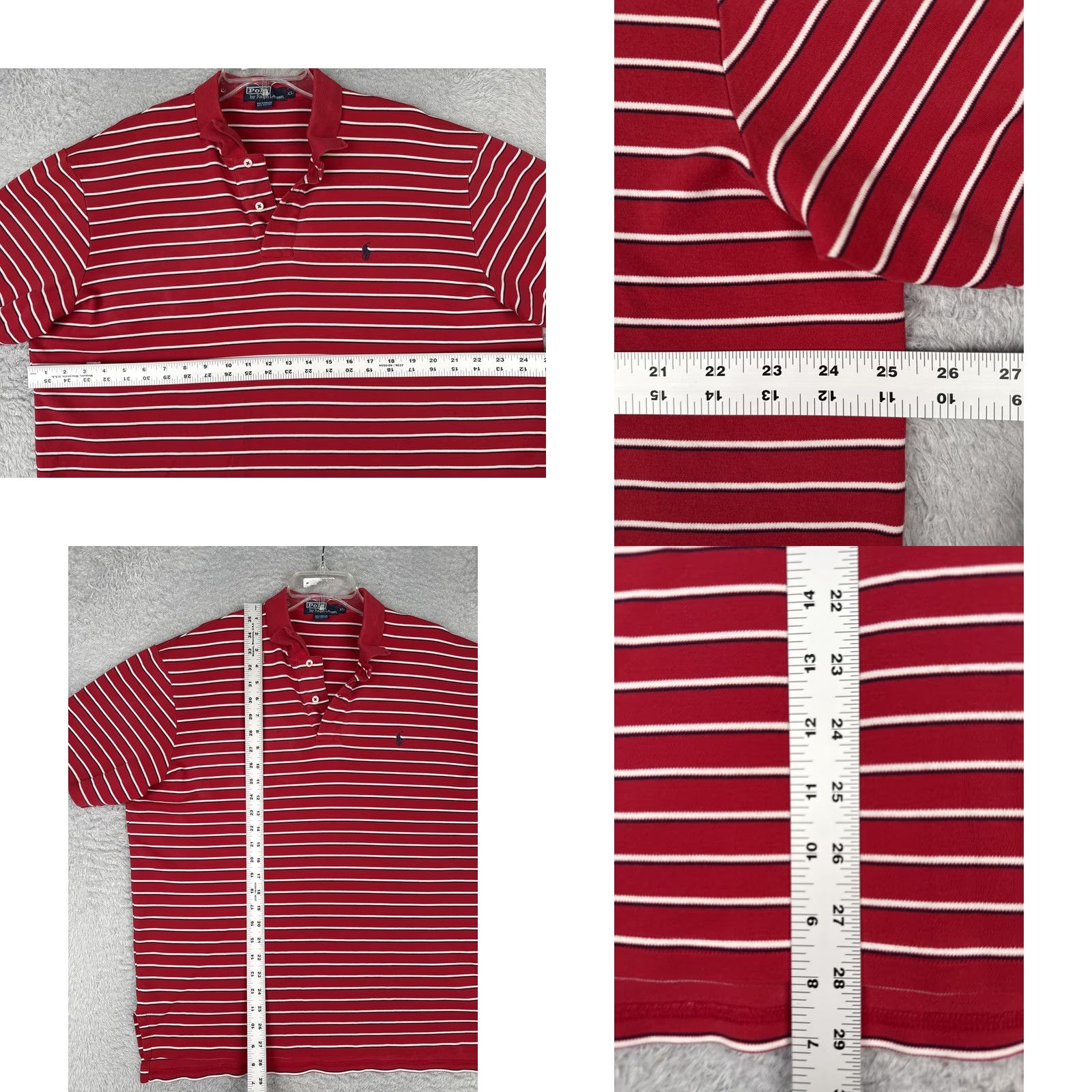 Polo Ralph Lauren VINTAGE Polo Ralph Lauren Polo Shirt Mens XL Red Striped Cotton Logo Casual Size US XL / EU 56 / 4 - 8 Thumbnail