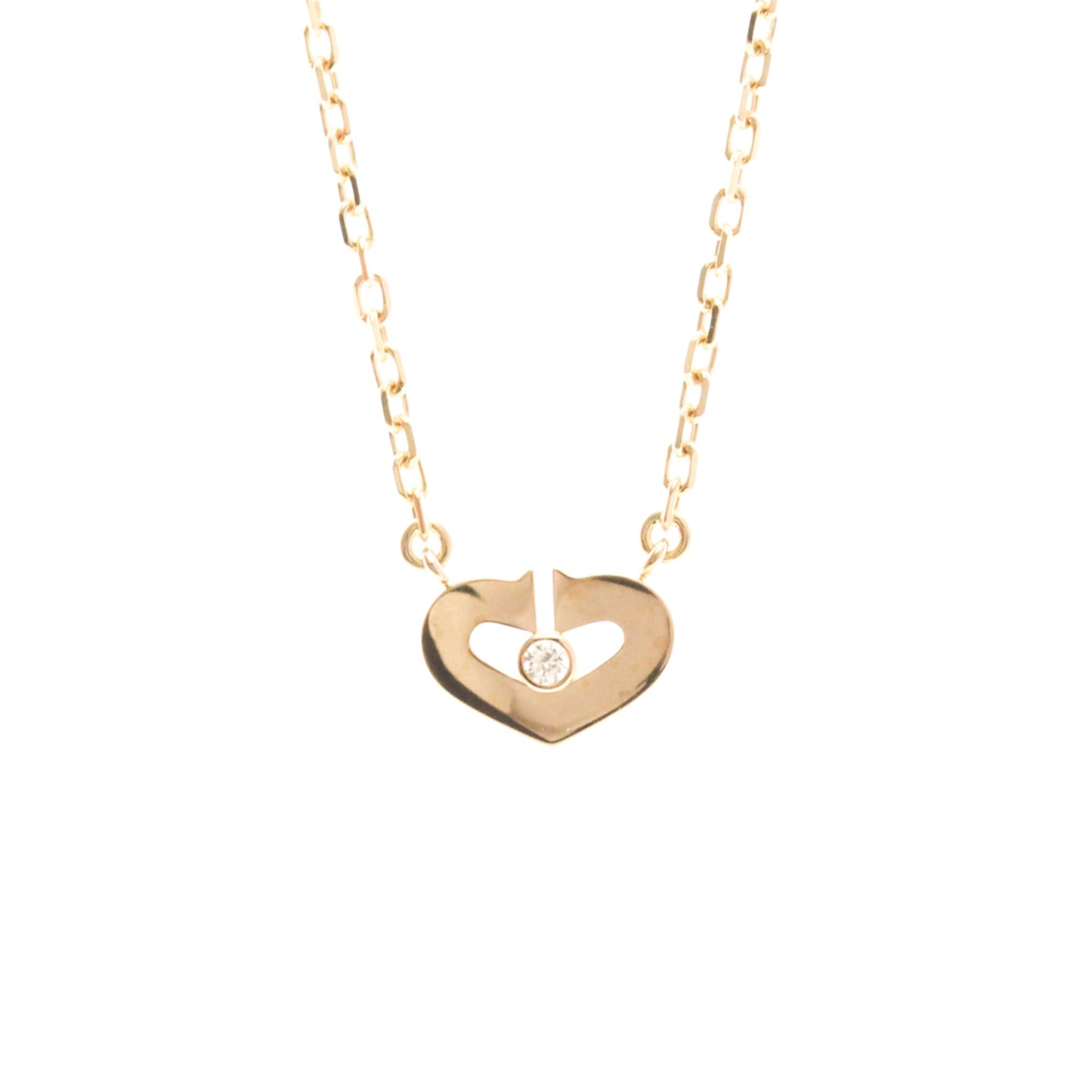 Cartier C Heart 1p Diamond Necklace Pink Gold (18k) Diamond Men,Women Fashion Pendant Necklace (Pink Gold), Women's