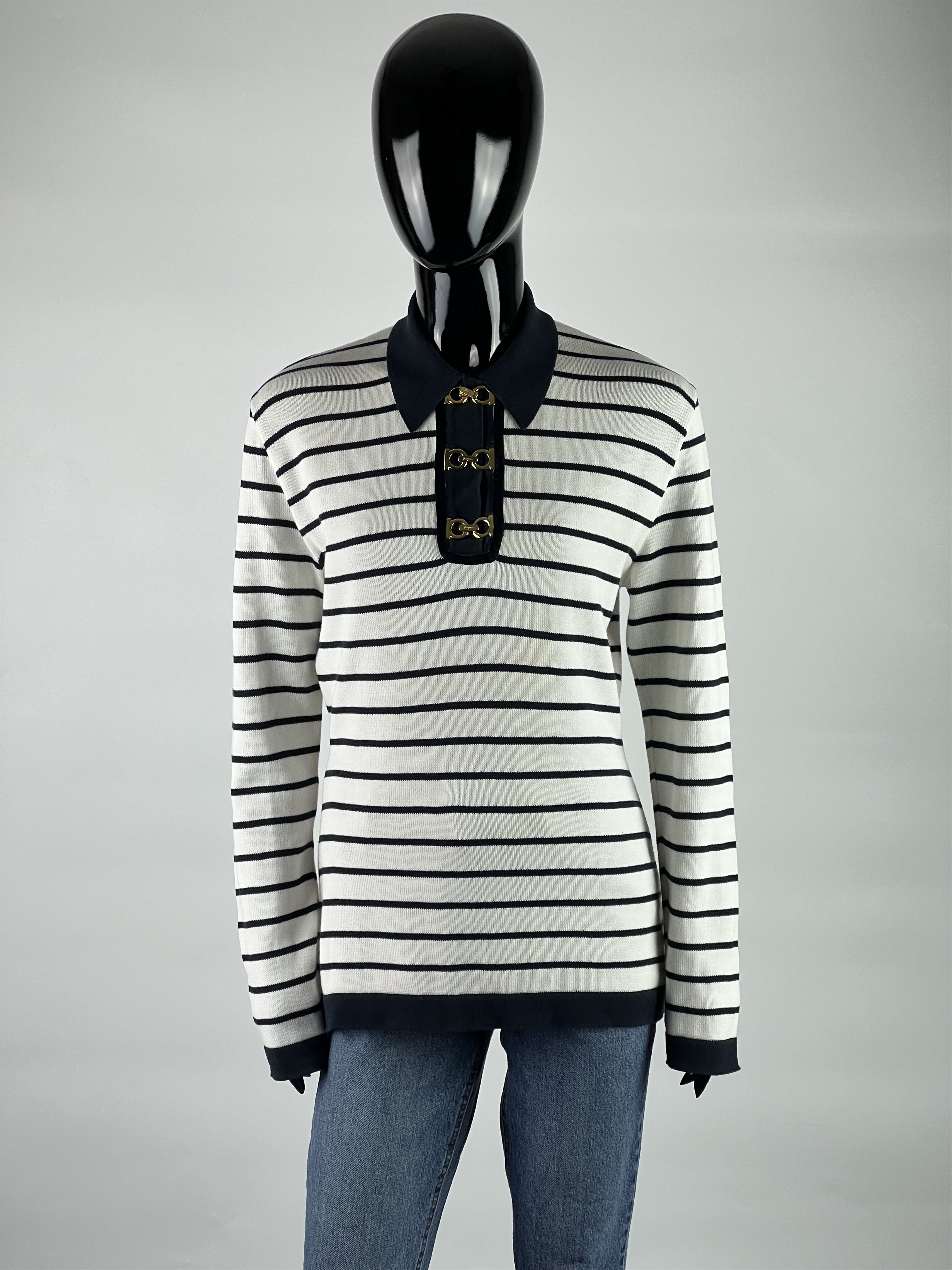Salvatore Ferragamo Salvatore Ferragamo Vtg Women's Striped Sweater L Size L / US 10 / IT 46 - 1 Thumbnail
