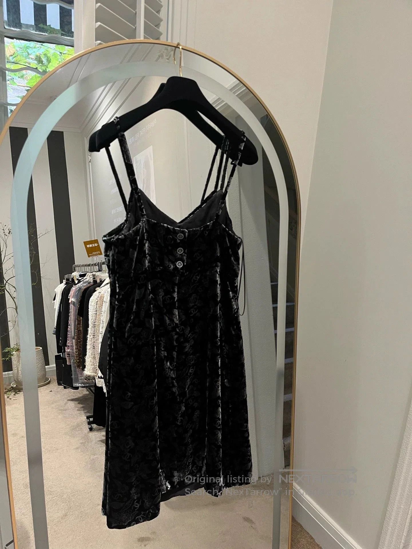 Chanel Chanel Black Velvet Printed Camisole Dress. Size US M / EU 48-50 / 2 - 2 Thumbnail