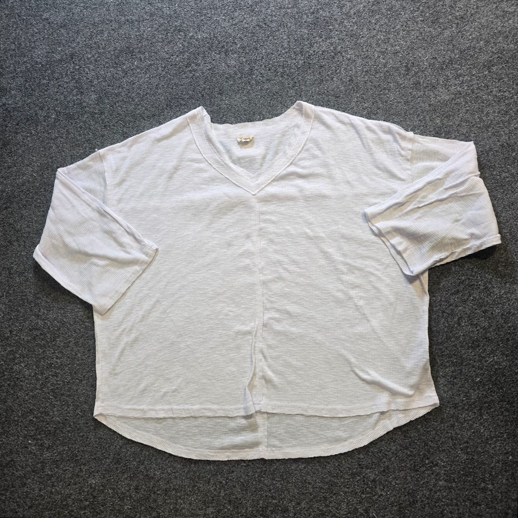 Vintage POL Top Womens Size Large White Oversized Long Sleeve Ribbed V Neck Casual Shirt Size L / US 10 / IT 46 - 2 Thumbnail