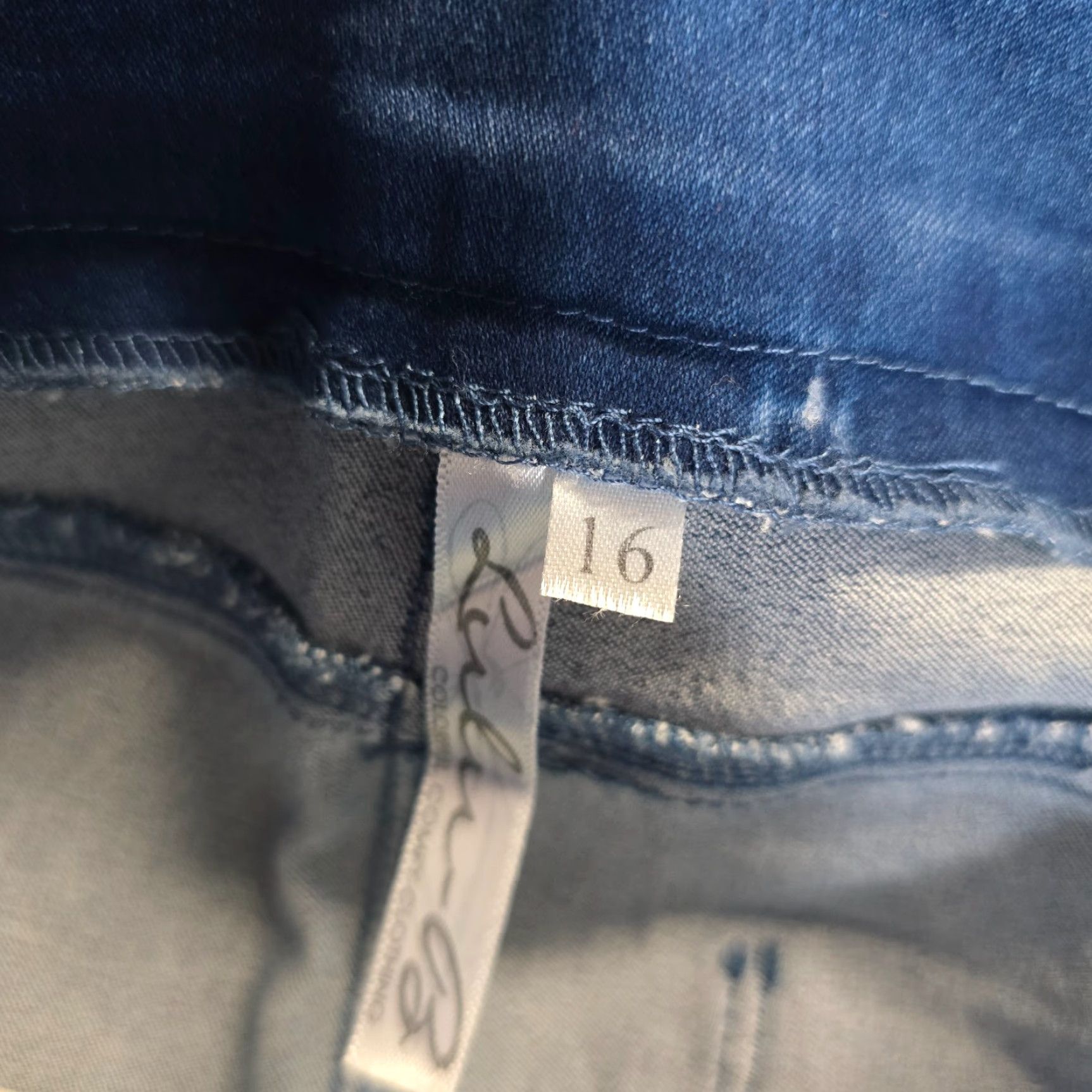 Vintage Lulu B Jeans Womens Size 16 Blue Skinny Pull On Glitter Stripe Stretch Pockets Jeans Shirt? Size 38" / US 16 / IT 52 - 6 Thumbnail