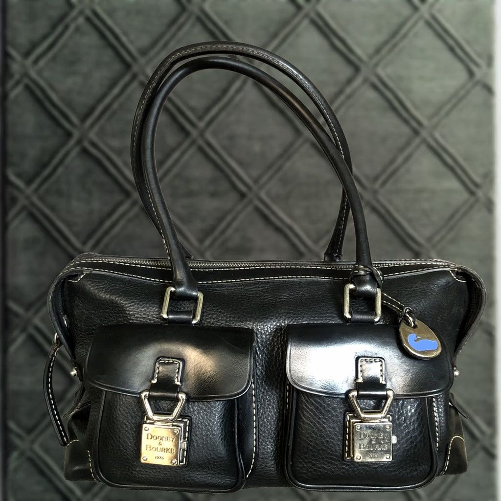 Dooney & Bourke VINTAGE Dooney & Bourke Anniversary Signature Satchel Handbag Pebble Black Leather Women Medium Size ONE SIZE - 1 Thumbnail