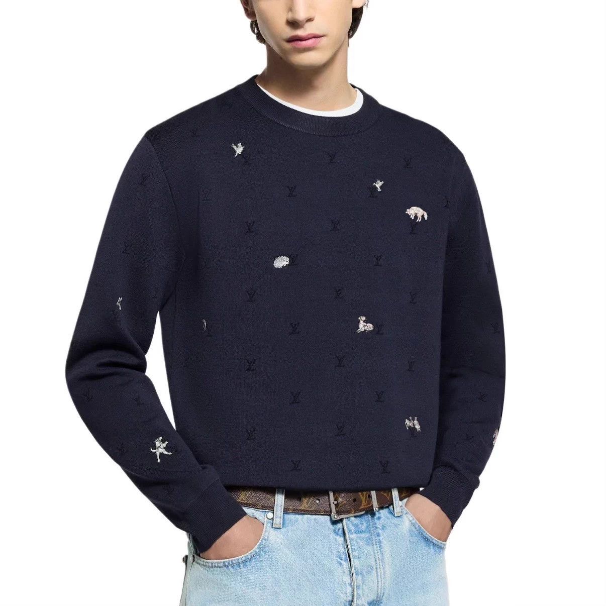 Louis Vuitton LV Monogram Animal Embroidered Wool Blend Sweater S Size US S / EU 44-46 / 1 - 6 Thumbnail