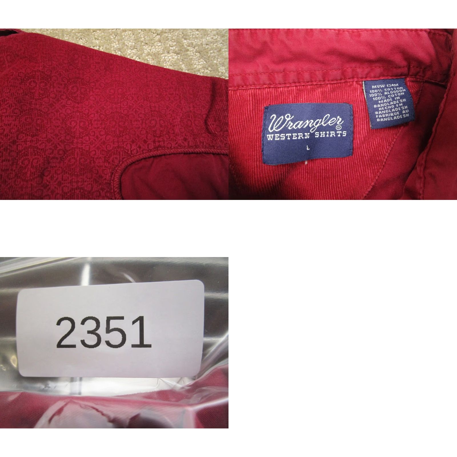Wrangler Wrangler Shirt Men Large Red Western Corduroy Long Sleeve Pearl Snap Button-Up Western Cowboy Classic Mens Size US L / EU 52-54 / 3 - 8 Thumbnail