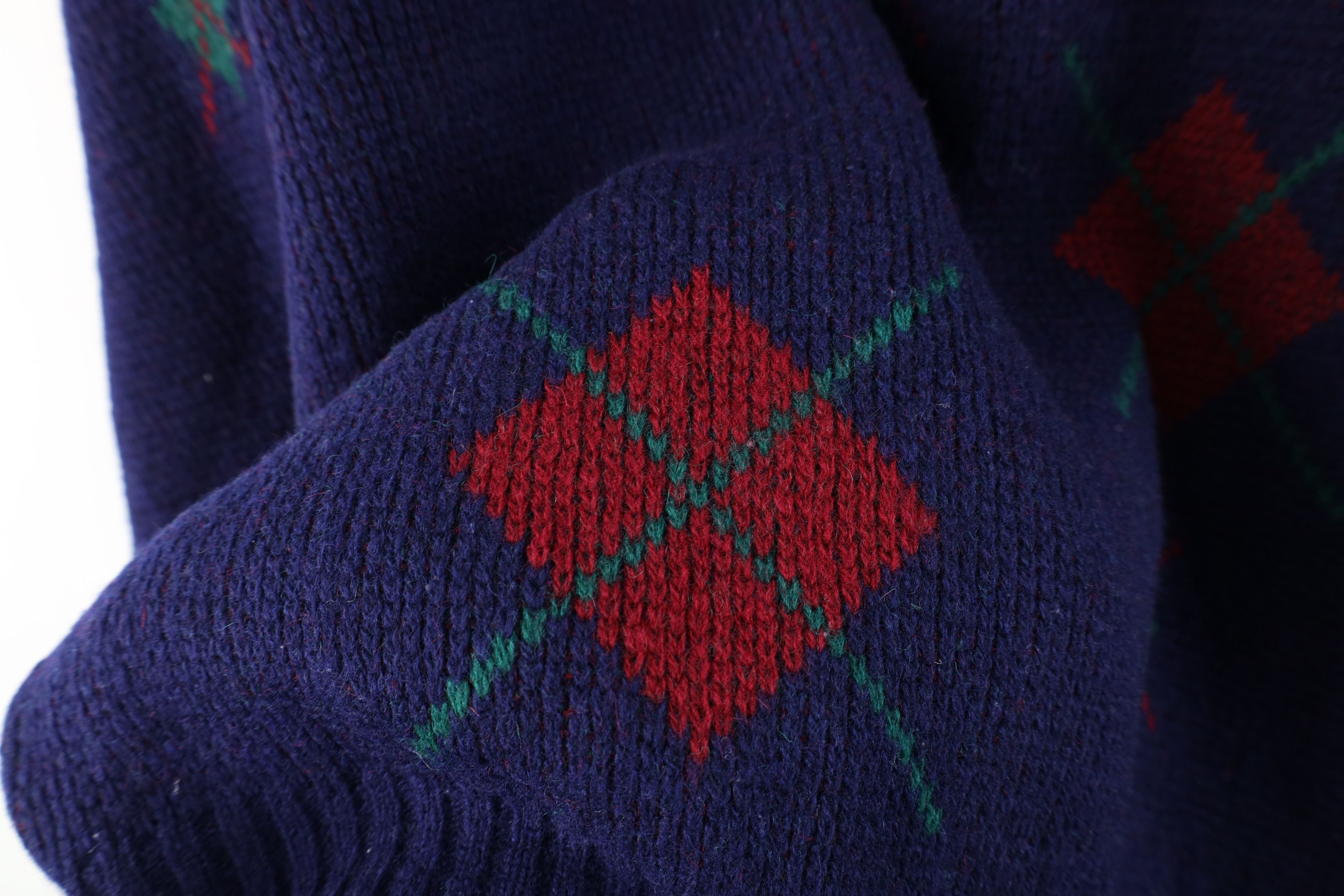 Vintage Vintage 70s Streetwear Argyle Wool Ribbed Knit Sweater Size L / US 10 / IT 46 - 5 Thumbnail