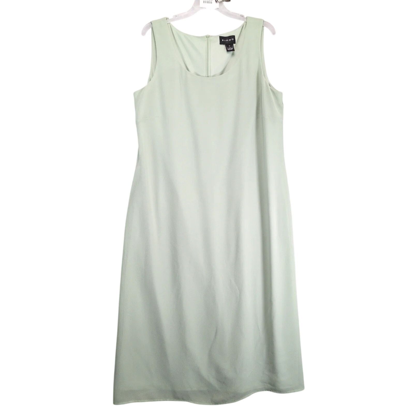 Vintage Virgo Sage Green Chiffon Sleeveless A-Line Midi Dress 16 Size XXL / US 16-18 / IT 52-54 - 1 Thumbnail