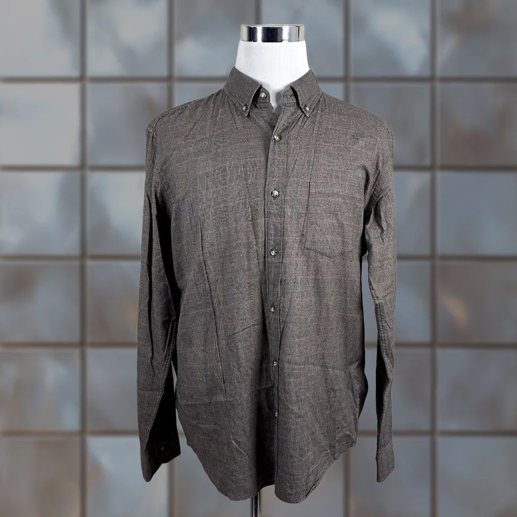 J.Crew J.CREW XL Slim Fit Brushed Cotton Shirt Glen Plaid Gold Black Cotton Casual Button-Front Shirt Mens Size US XL / EU 56 / 4 - 1 Thumbnail