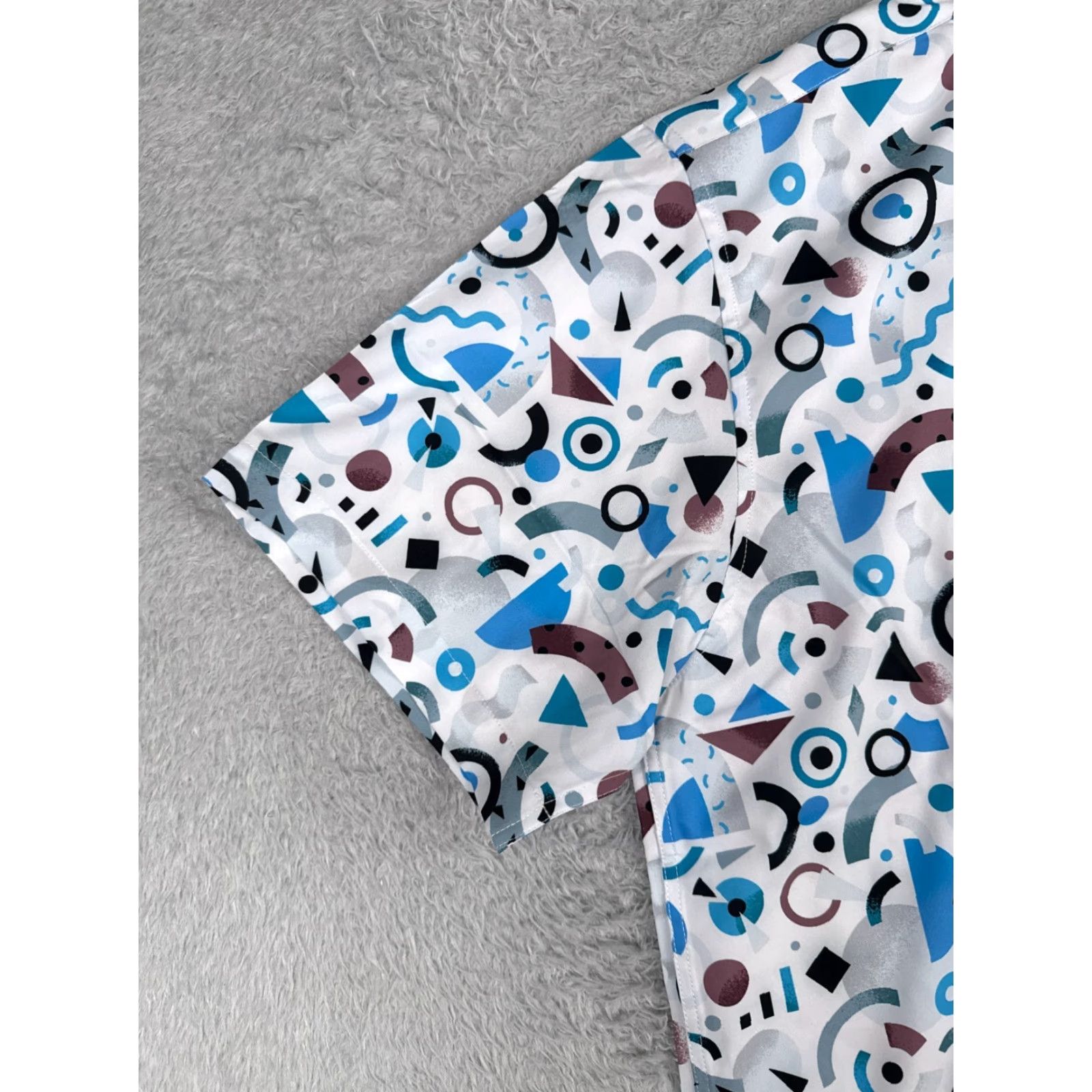 Vintage Dixxon Party Shirt Adult Large White Blue The New Wave Retro 90s Look Polyester Shirt Mens Regular Button-Up Short Sleeve Hawaiian Floral 90s Theme Size US L / EU 52-54 / 3 - 3 Thumbnail