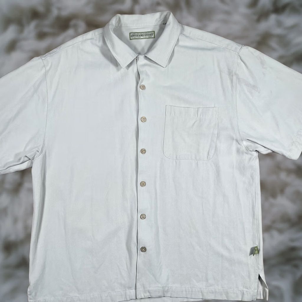 Vintage Eagle Dry Goods Shirt Men XL Extra Large 100% Silk Beige Button Up Short Sleeve Shirt Size US XL / EU 56 / 4 - 1 Thumbnail