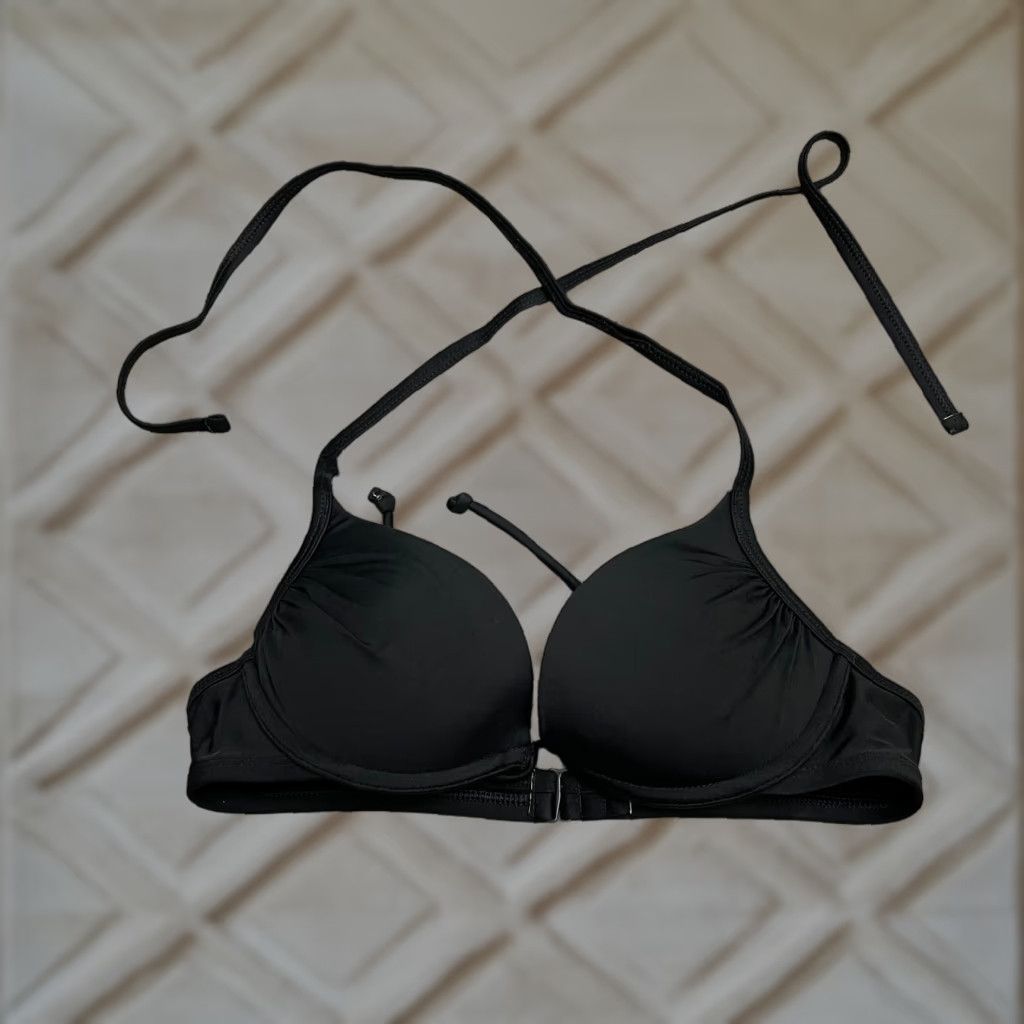 Vintage Aerie Bikini Top Womens 32B Black Halter Padded Underwire Beach Swimwear Top Size XXS / US 00 / IT 34 - 1 Thumbnail
