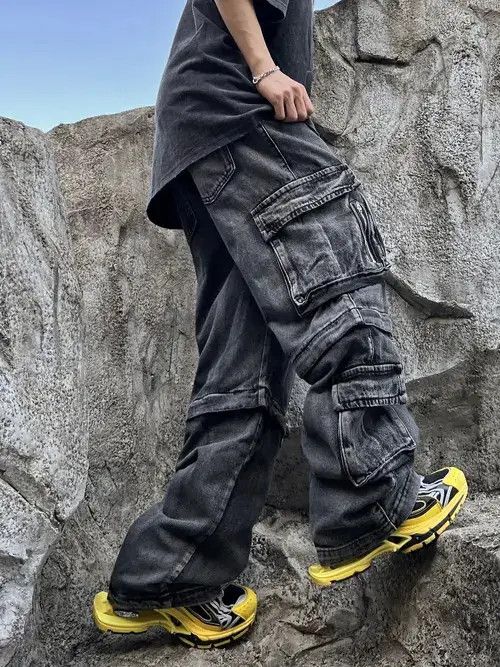 Japanese Brand × Jean Gray faded y2k baggy hiphop cargo jeans Size US 32 / EU 48 - 3 Thumbnail
