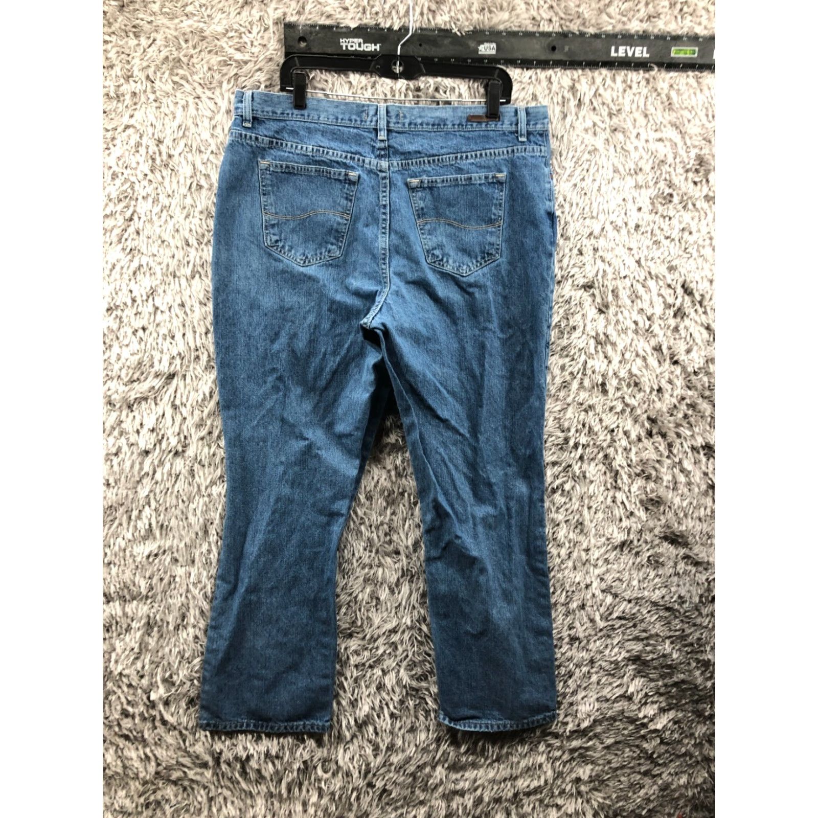 Lee Lee Jeans Plus Size 18 Womens Relaxed Fit High Rise Blue Denim 29in Inseam Straight 5-Pocket Comfort Pocket Zipper Button Medium Wash Size 40" / US 18 - 5 Thumbnail