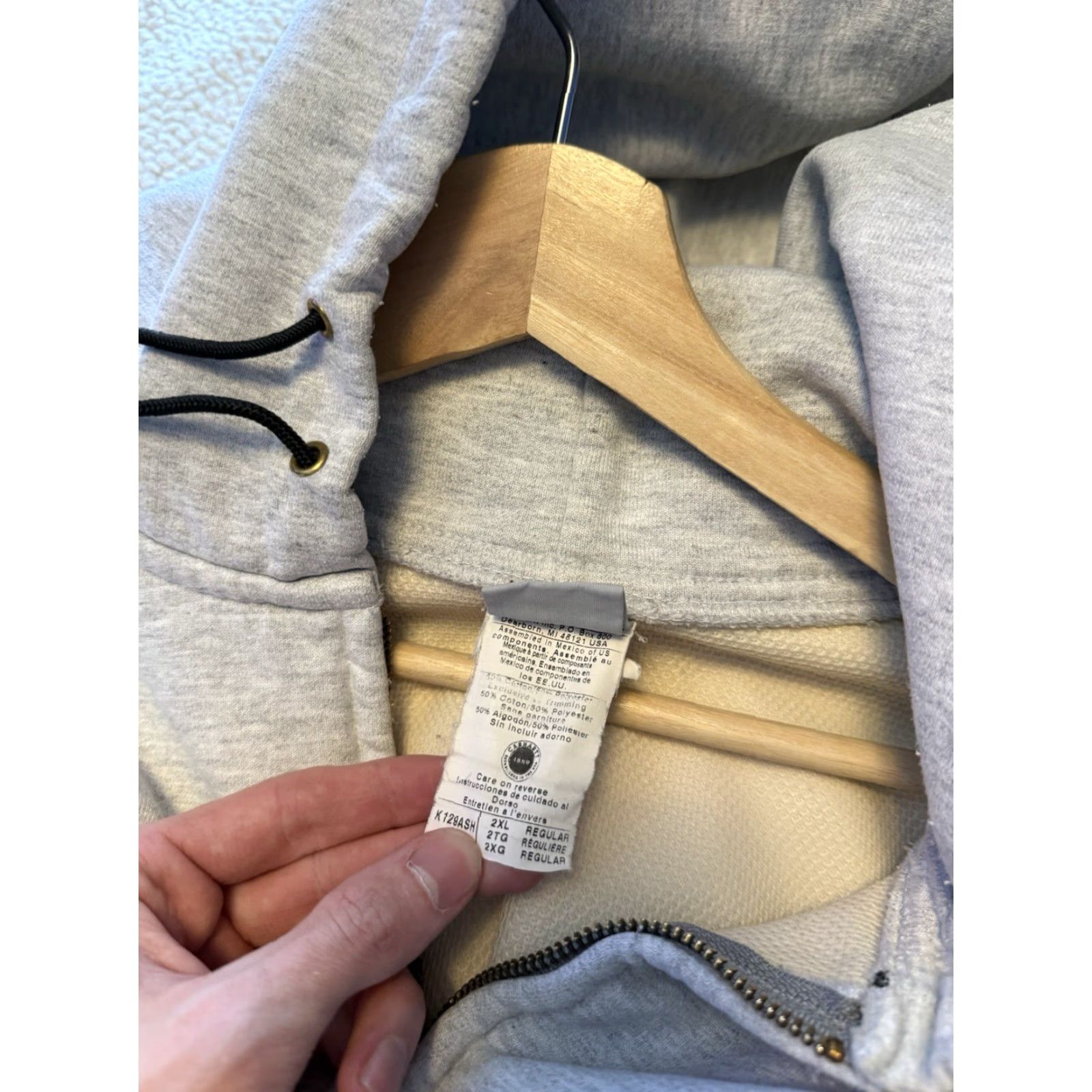 Carhartt VINTAGE Carhartt Hoodie 2XL Gray Thermal Zip 90s Distressed Men Boys Size US XXL / EU 58 / 5 - 3 Thumbnail