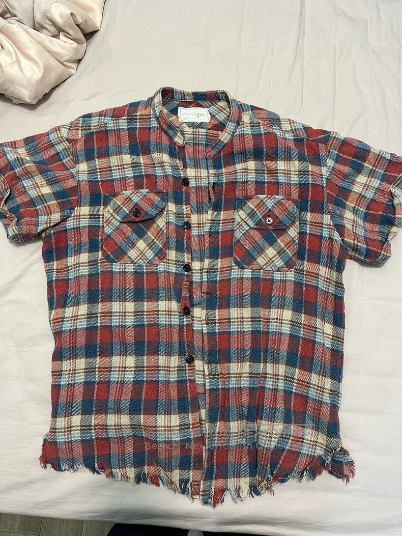 Greg Lauren Greg Lauren Vintage Plaid Short Sleeve Shirt with Distress Size US M / EU 48-50 / 2 - 1 Thumbnail