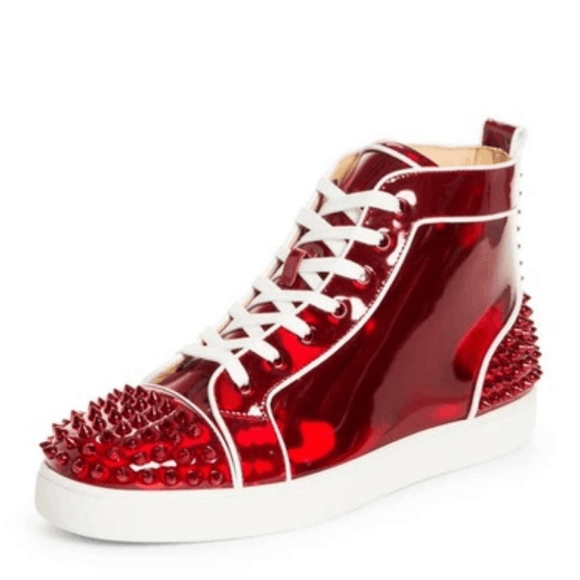 Christian Louboutin Louis Spikes High Top Sneakers Red Mens Sz 42 / US 9