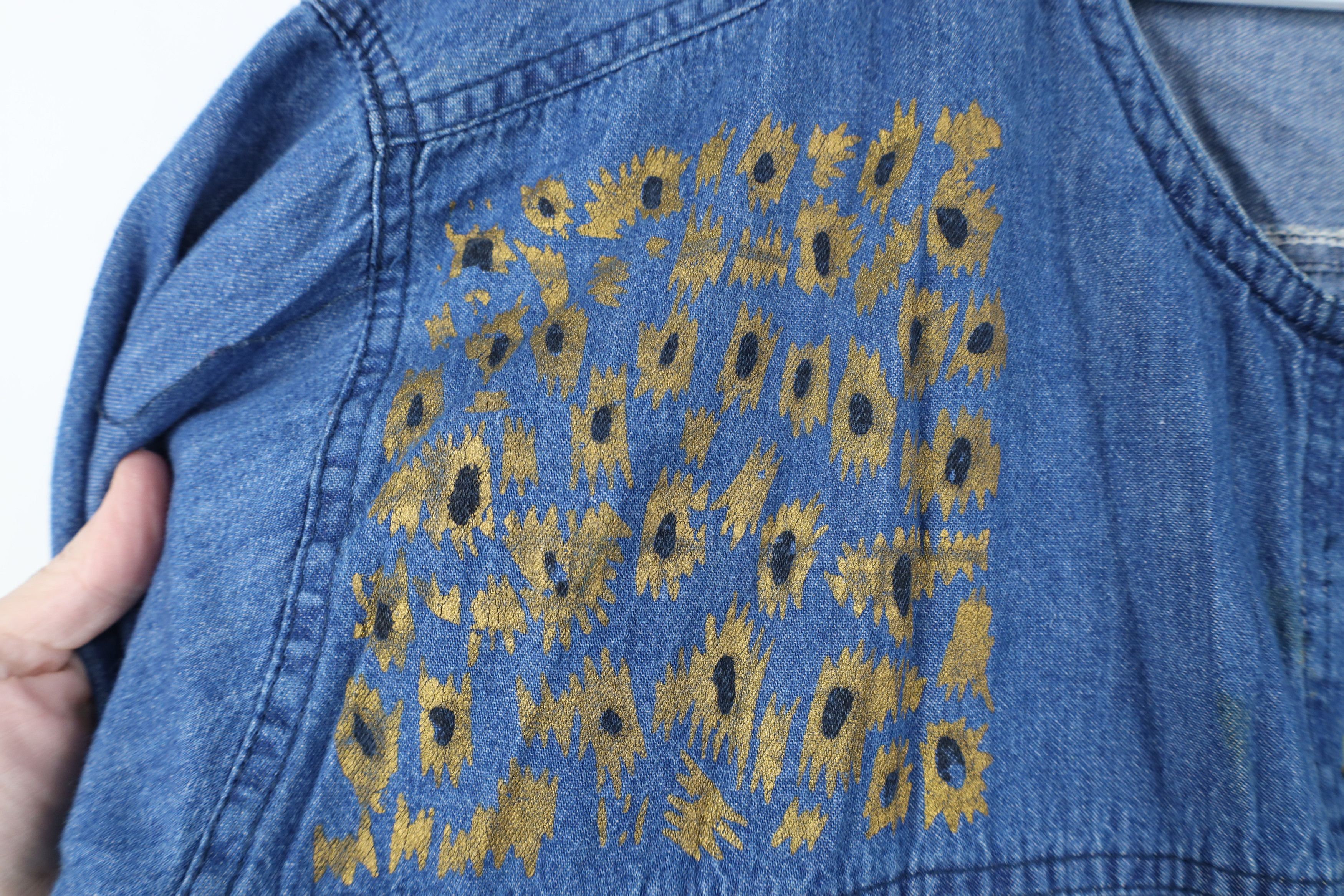 Vintage Vintage 90s Streetwear Abstract Sunflower Denim Button Shirt Size 3XL / US 20-22 - 9 Thumbnail