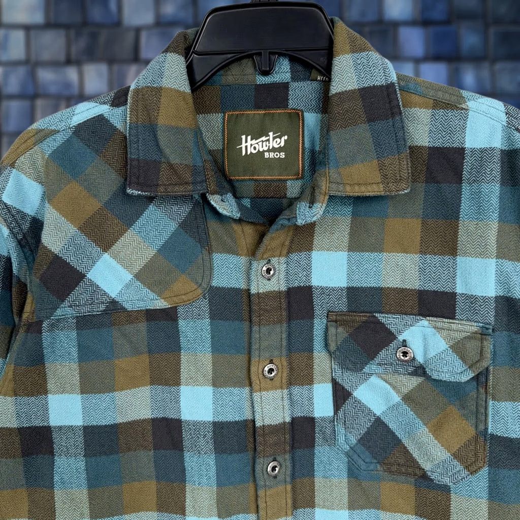 Vintage Howler Bros Mens Medium Blue Green Plaid Flannel Button Front Casual Size US M / EU 48-50 / 2 - 1 Thumbnail