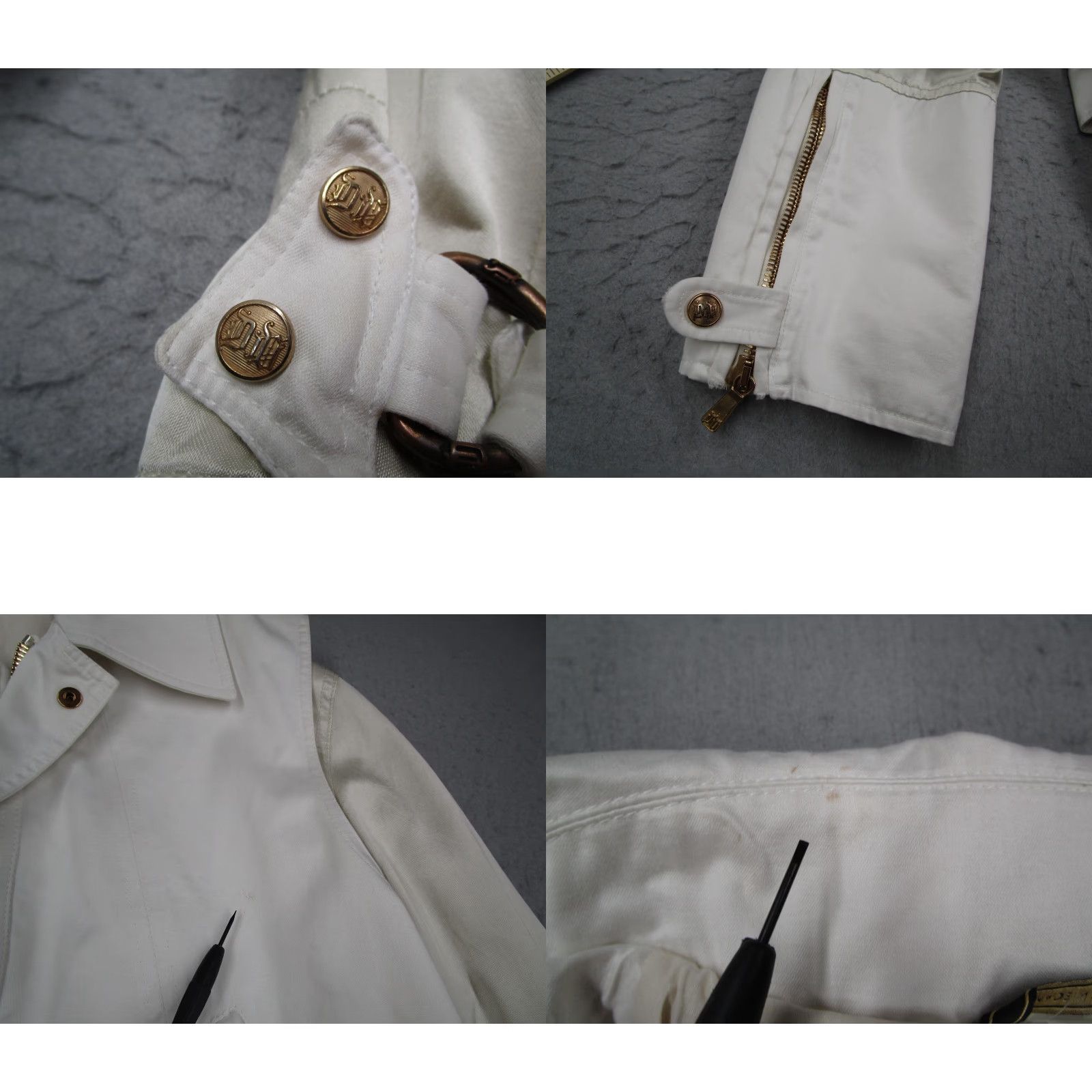 Versace VINTAGE Versace Ivory Moto Jacket Womens Large Cotton Blend Made in Italy Y2K 90s Size US L / EU 52-54 / 3 - 8 Thumbnail