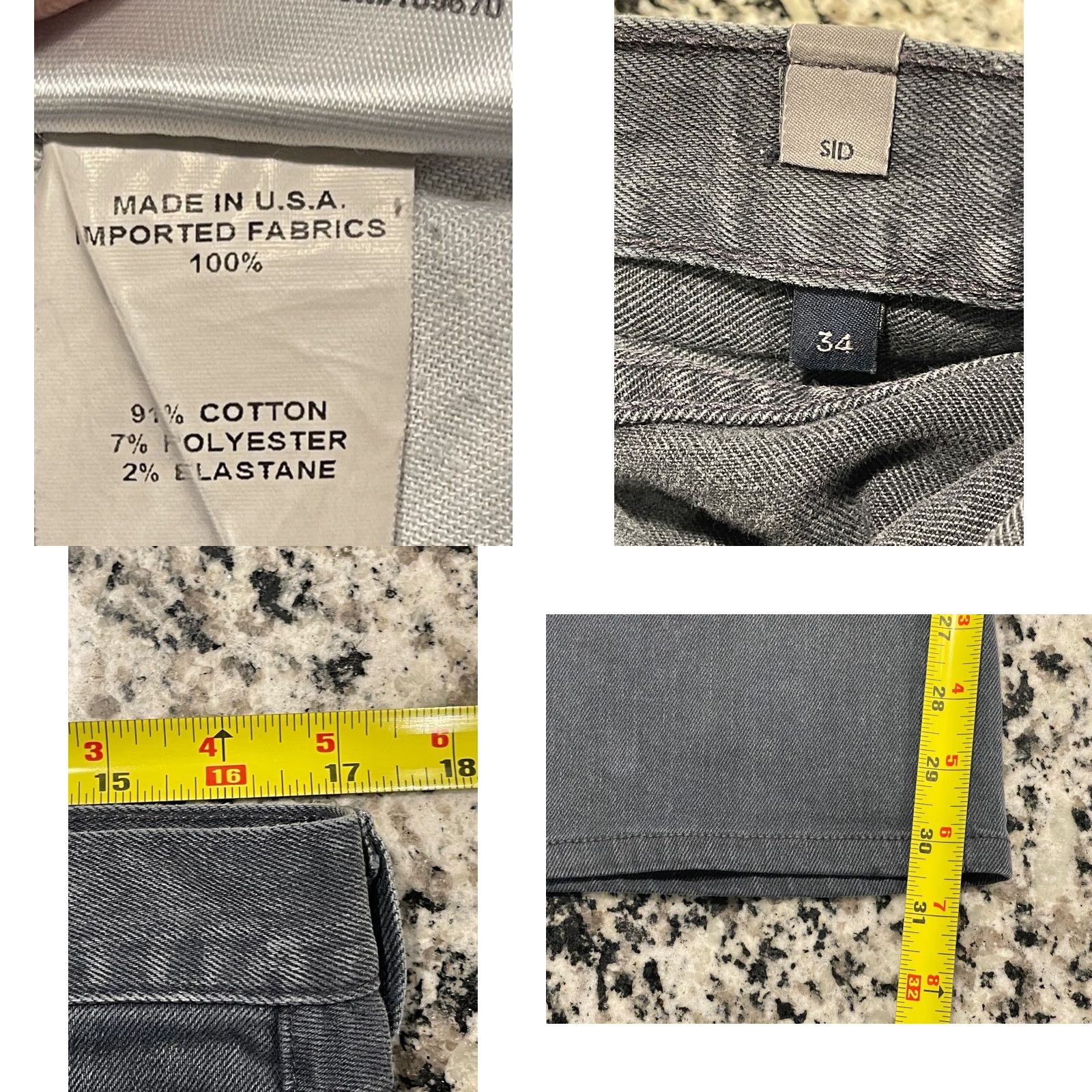 Citizens Of Humanity Citizens of Humanity Men’s Sid Straight Leg Jeans 34x30.5 Gray Mens Size US 34 / EU 50 - 8 Thumbnail