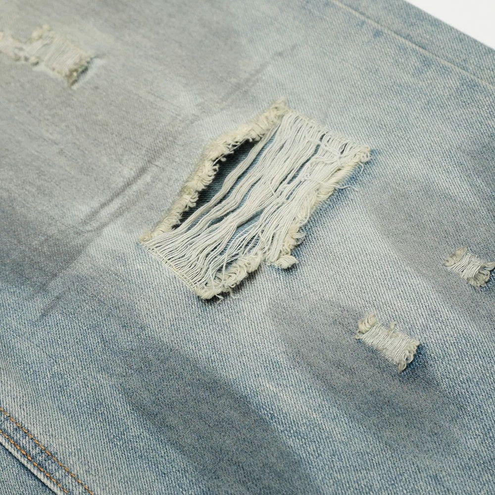 Jean Men's loose distressed washed casual straight ripped jeans Size US 32 / EU 48 - 6 Thumbnail