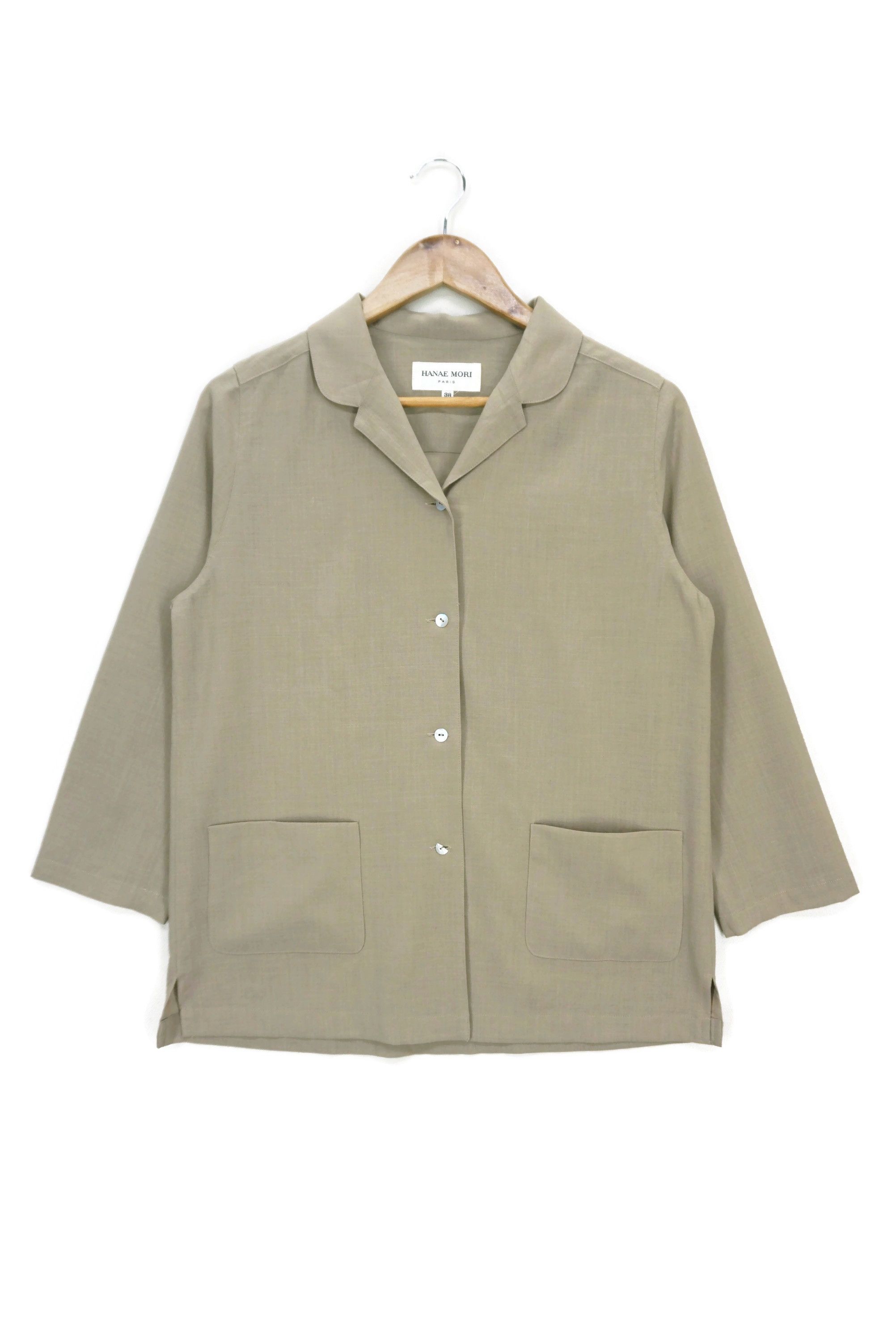Japanese Brand Hanae Mori Paris Open Collar Wool Blend Shirt Size 38 Size XS / US 0-2 / IT 36-38 - 1 Thumbnail