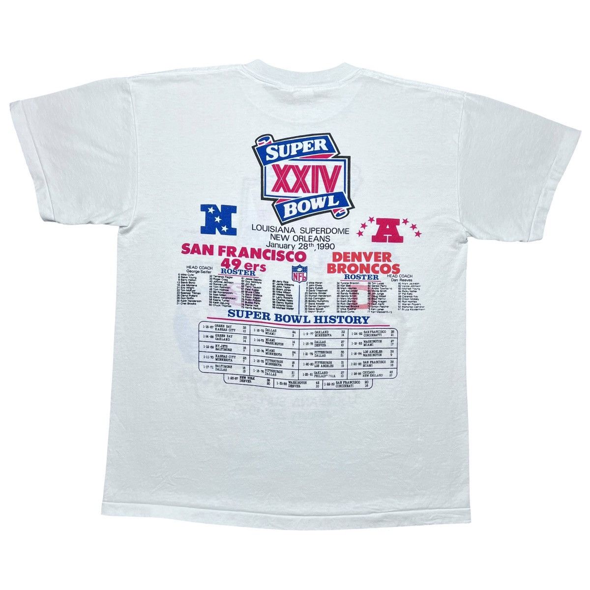 NFL Vtg 1990 NFL Super Bowl 49ers Broncos Championship T-Shirt Size US L / EU 52-54 / 3 - 2 Thumbnail